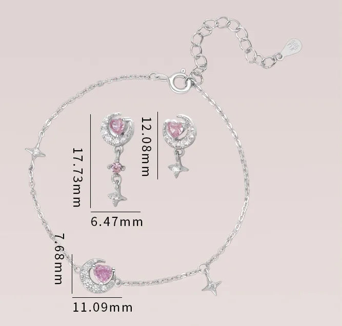 Moon Heart necklace and earrings set