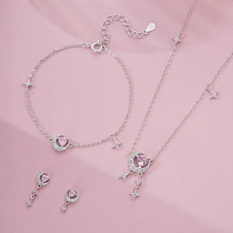 Moon heart necklace set